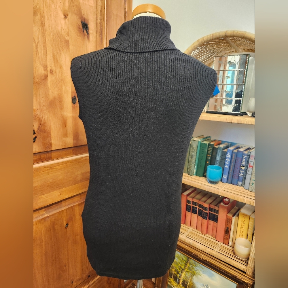 Dana Buchman Cowl Turtleneck Ribbed Tank Top Sweater sz Small